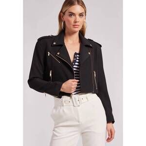 NEW GENERATION LOVE cosita crepe moto jacket in black